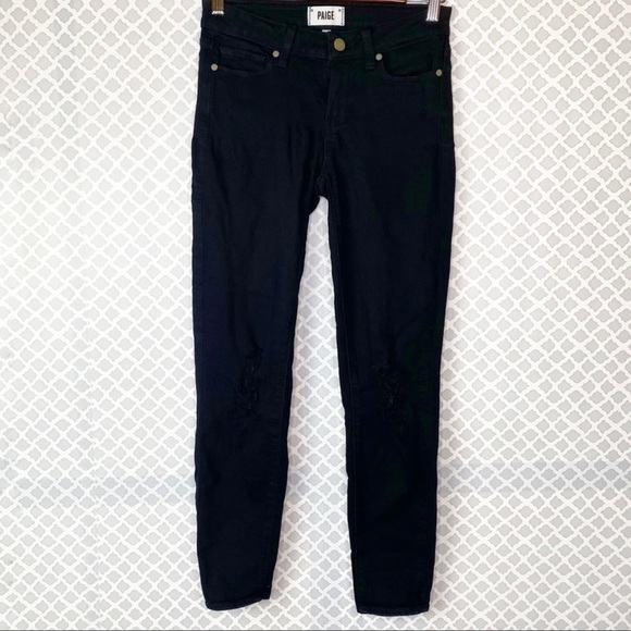 EUC Paige Dice Black Destructed Verdugo Ankle Jean - Picture 2 of 12